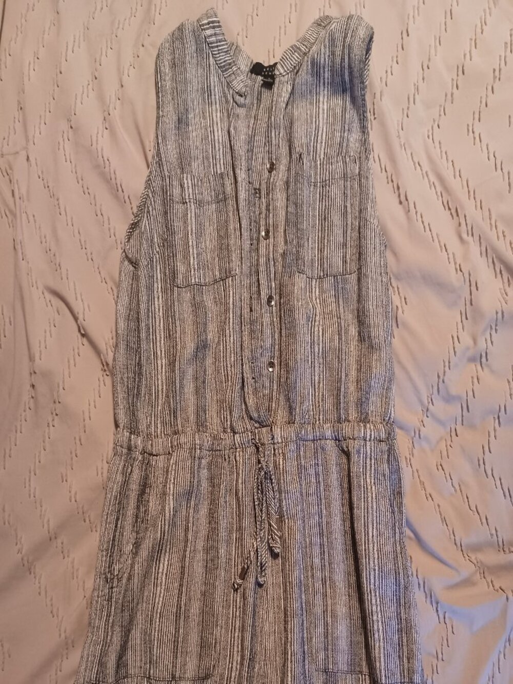Pinstripe button up shorts romper